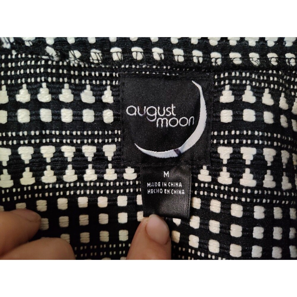 August Moon Women's Style-knit Open Front Jacket Size Med Black White - Picture 3 of 5